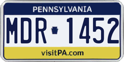 PA license plate MDR1452