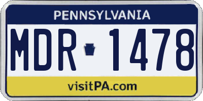 PA license plate MDR1478