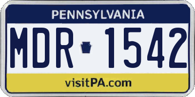 PA license plate MDR1542