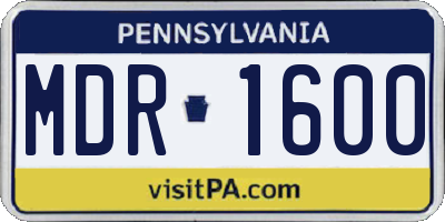 PA license plate MDR1600