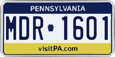 PA license plate MDR1601
