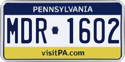 PA license plate MDR1602