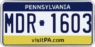 PA license plate MDR1603