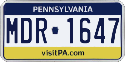 PA license plate MDR1647