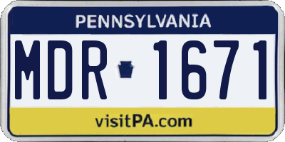 PA license plate MDR1671