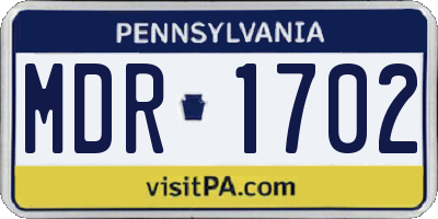 PA license plate MDR1702