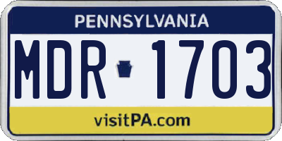 PA license plate MDR1703