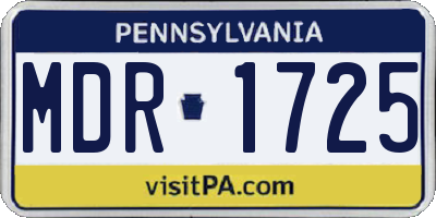 PA license plate MDR1725