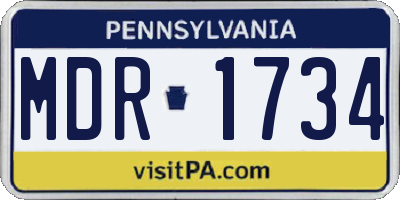 PA license plate MDR1734