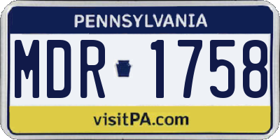 PA license plate MDR1758