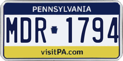 PA license plate MDR1794