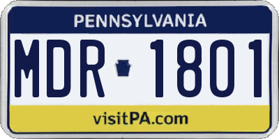PA license plate MDR1801