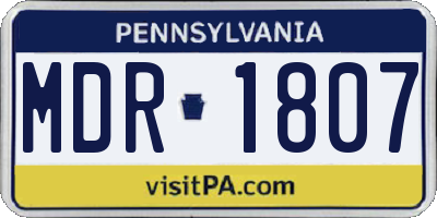 PA license plate MDR1807
