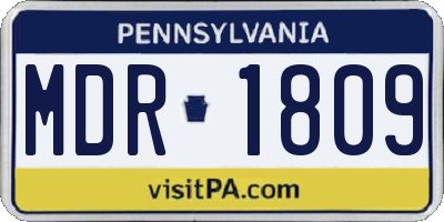 PA license plate MDR1809