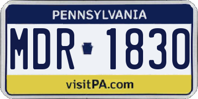 PA license plate MDR1830