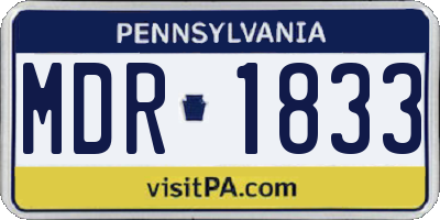 PA license plate MDR1833