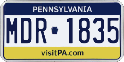 PA license plate MDR1835
