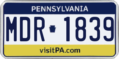 PA license plate MDR1839