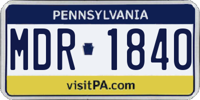 PA license plate MDR1840