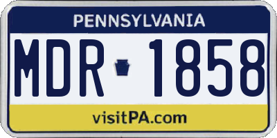 PA license plate MDR1858