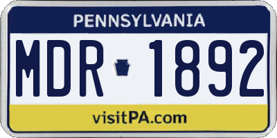 PA license plate MDR1892