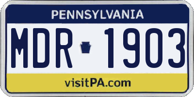 PA license plate MDR1903