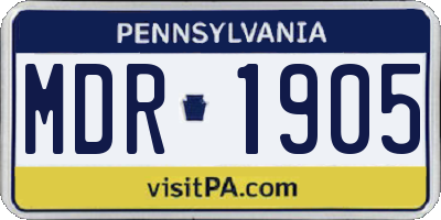 PA license plate MDR1905