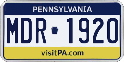 PA license plate MDR1920