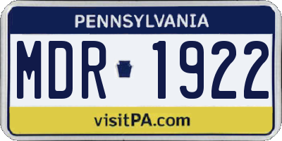 PA license plate MDR1922
