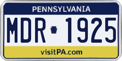 PA license plate MDR1925