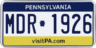 PA license plate MDR1926