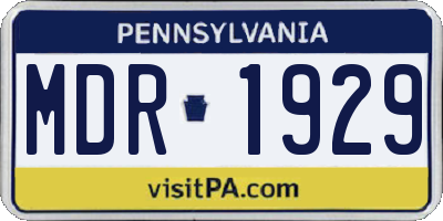 PA license plate MDR1929