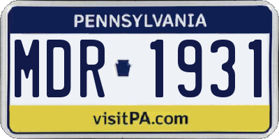 PA license plate MDR1931
