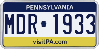 PA license plate MDR1933