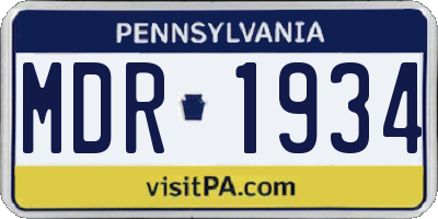 PA license plate MDR1934