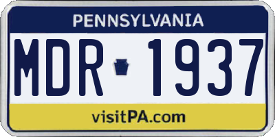 PA license plate MDR1937