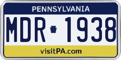 PA license plate MDR1938