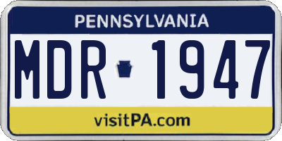 PA license plate MDR1947