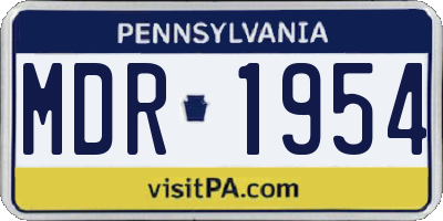PA license plate MDR1954