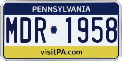PA license plate MDR1958