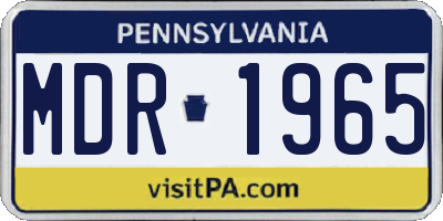 PA license plate MDR1965
