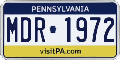 PA license plate MDR1972