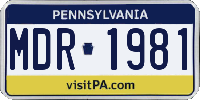 PA license plate MDR1981