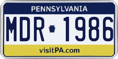 PA license plate MDR1986