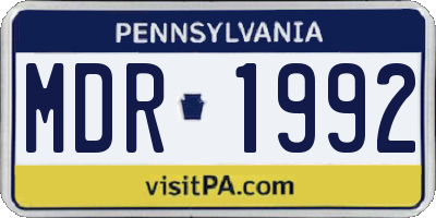 PA license plate MDR1992