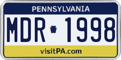 PA license plate MDR1998