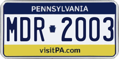 PA license plate MDR2003