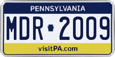 PA license plate MDR2009