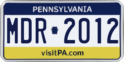 PA license plate MDR2012
