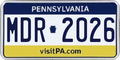 PA license plate MDR2026